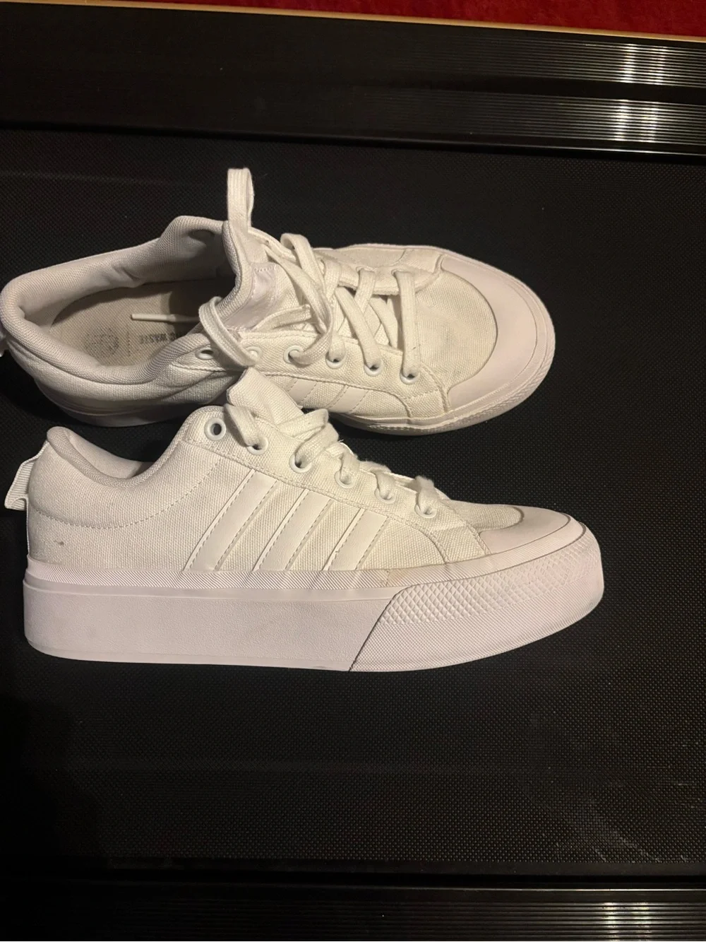 adidas Bravada 2.0 All-White Low-Top Platform Sneakers
